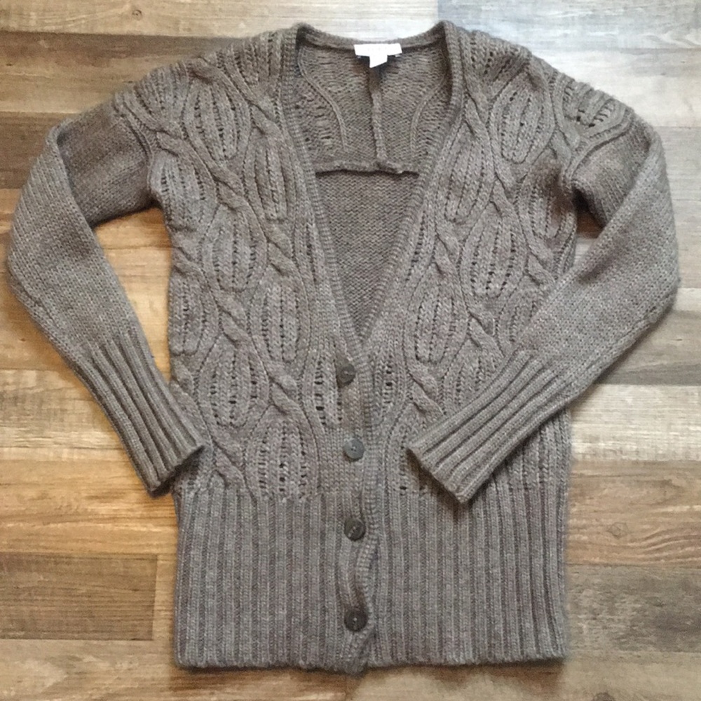 Ann Taylor Loft cable knit chunky button cardigan